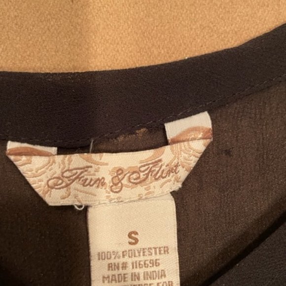 Fun & Flirt Sheer Top with Sequin Sleeves and Gathered Bottom - Size Small - Picture 7 of 10